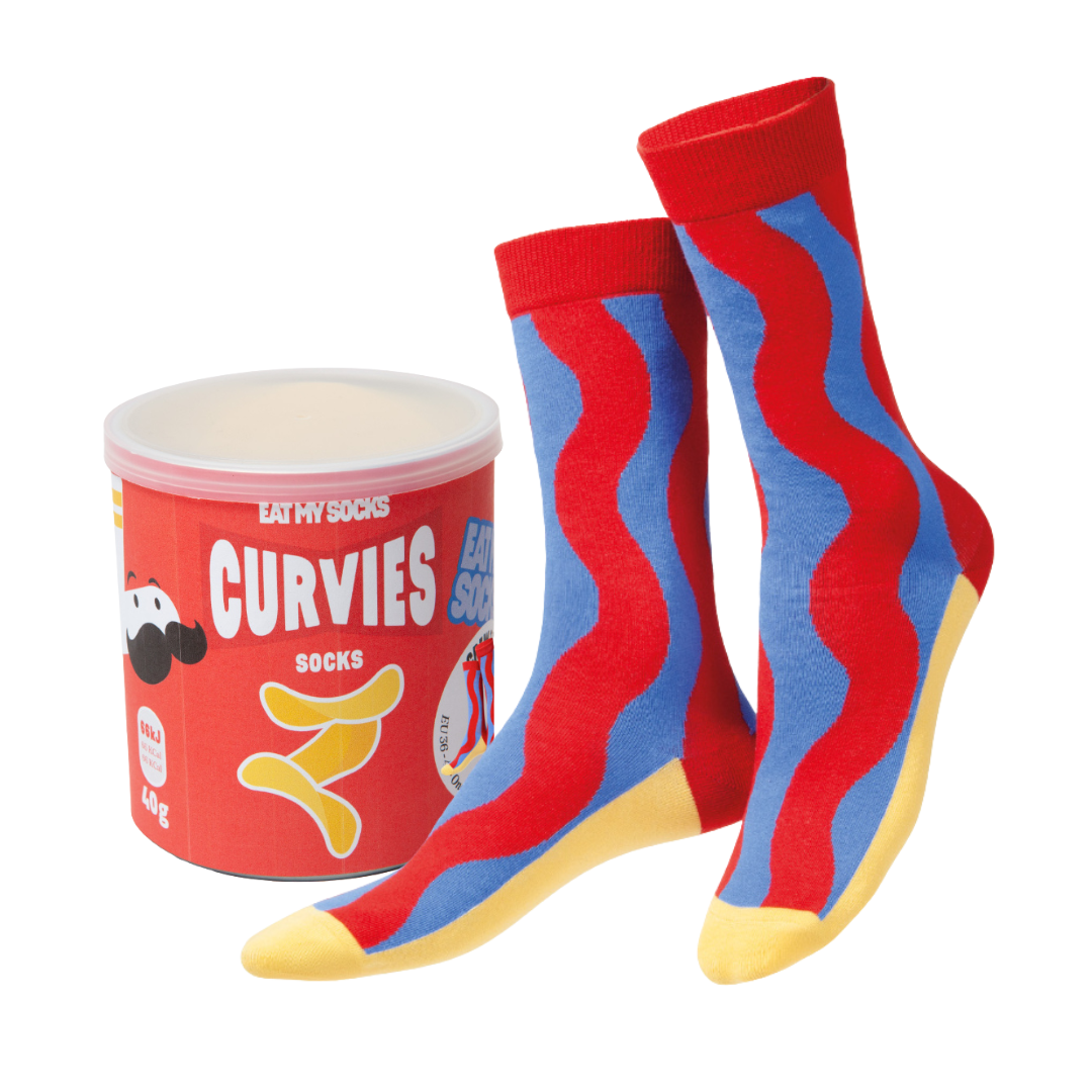 Eat My Socks Curvies Novelty Crew Socks - Funny Food Design Casual Socks for Men Women - Comfortable All-Day Wear Gift Socks