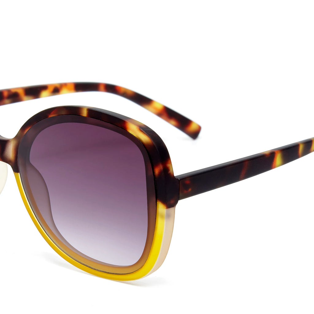 OKKIA Anna Butterfly Sunglasses - UV400 Protection Eyewear Designed in Italy - Unisex Fashion Sunglasses - Havana Yellow