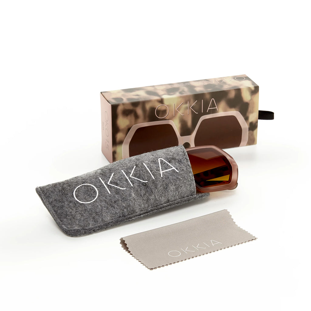 OKKIA Emma Sunglasses - UV400 Protection Eyewear Designed in Italy - Unisex Fashion Sunglasses - Pink Havana
