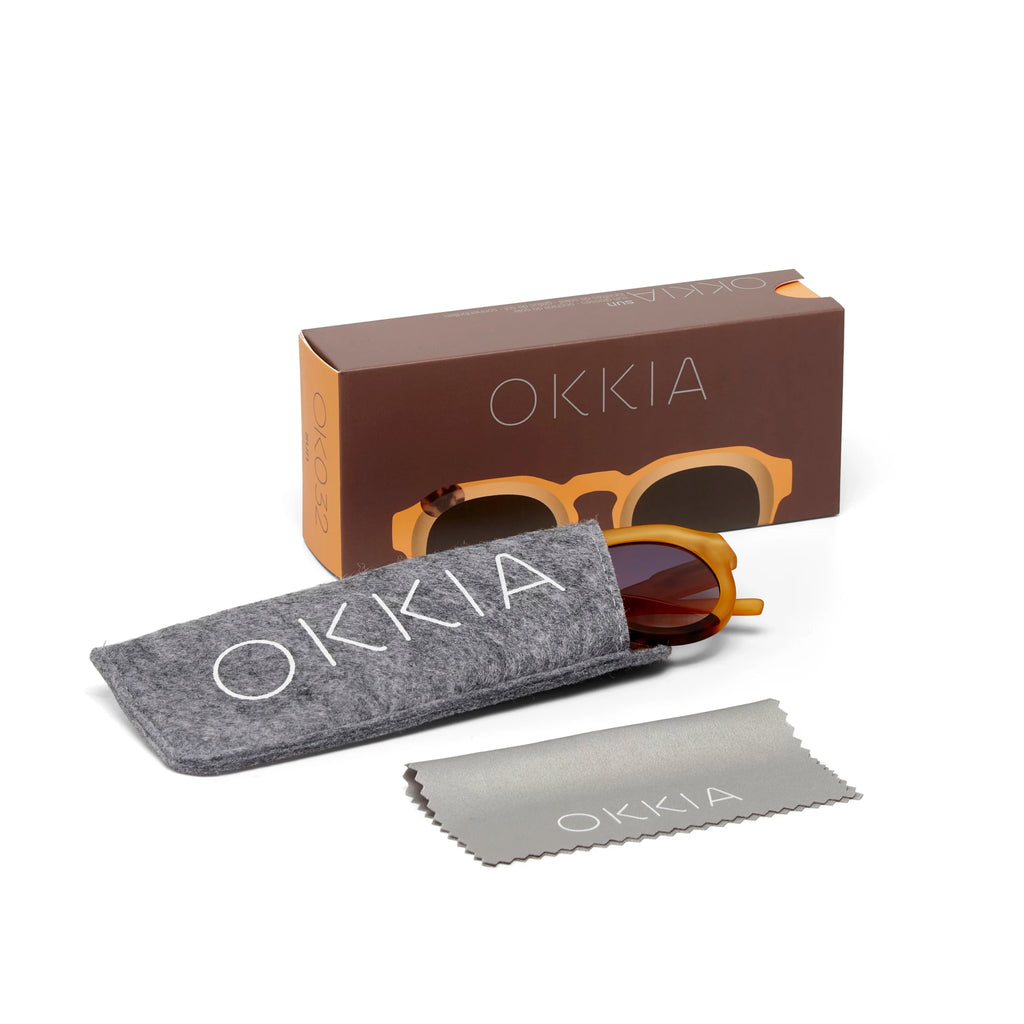 OKKIA Zeno Sunglasses - UV400 Protection Eyewear Designed in Italy - Unisex Fashion Sunglasses - Yellow Havana
