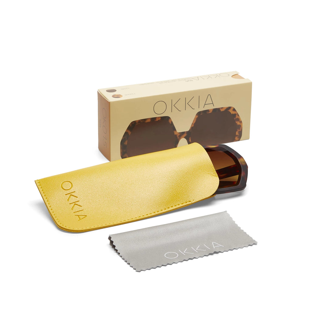 OKKIA Emma Sunglasses - UV400 Protection Eyewear Designed in Italy - Unisex Fashion Sunglasses - Havana