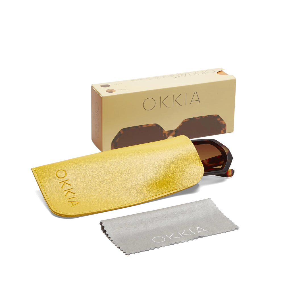 OKKIA Andrea Sunglasses - UV400 Protection Eyewear Designed in Italy - Unisex Fashion Sunglasses - Havana