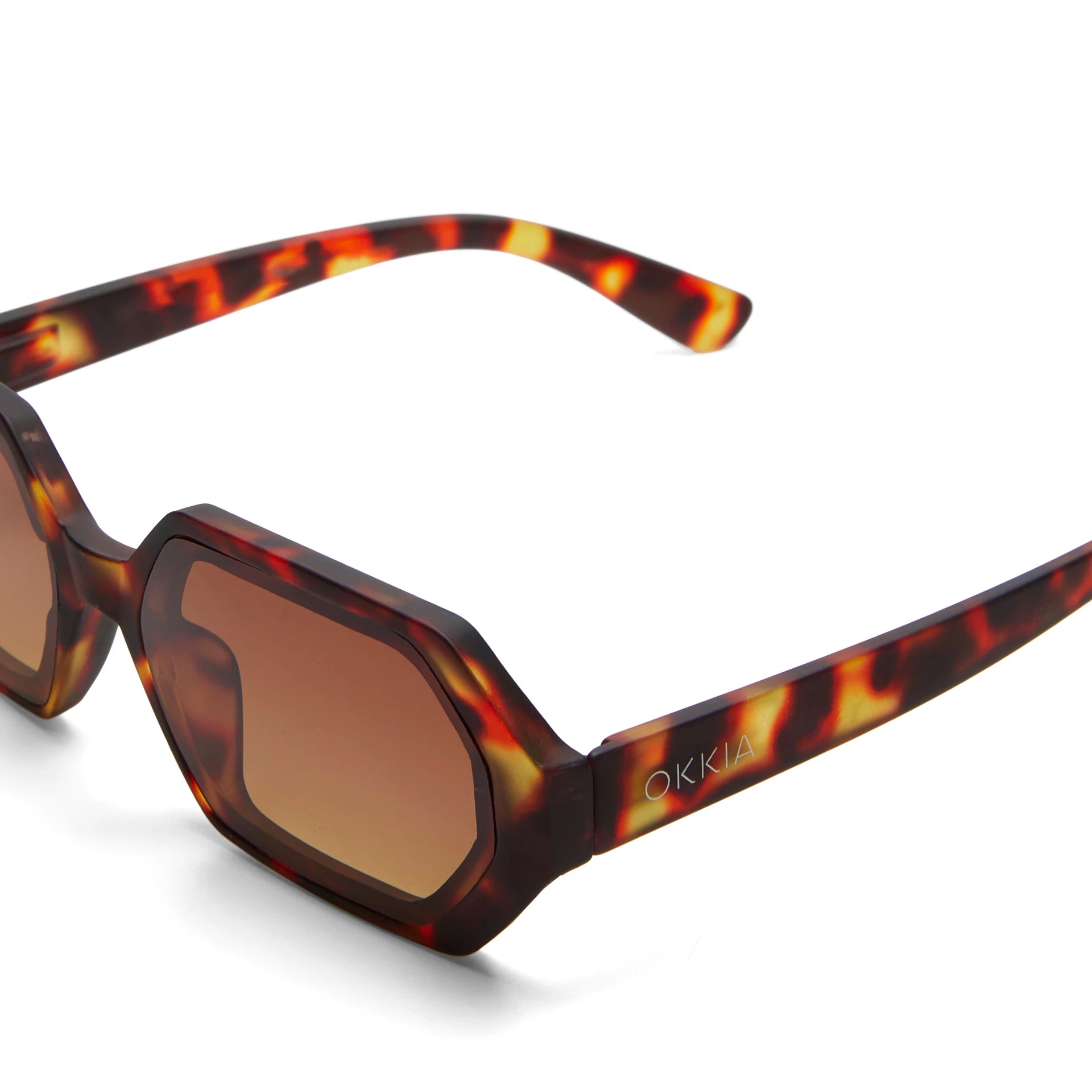 OKKIA Andrea Sunglasses - UV400 Protection Eyewear Designed in Italy - Unisex Fashion Sunglasses - Havana
