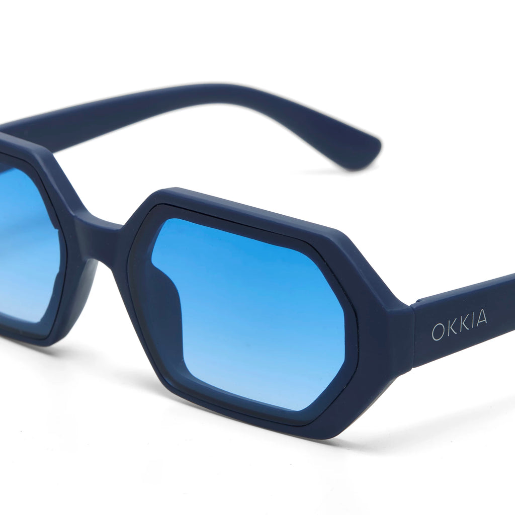 OKKIA Andrea Sunglasses - UV400 Protection Eyewear Designed in Italy - Unisex Fashion Sunglasses - Midnight Blue