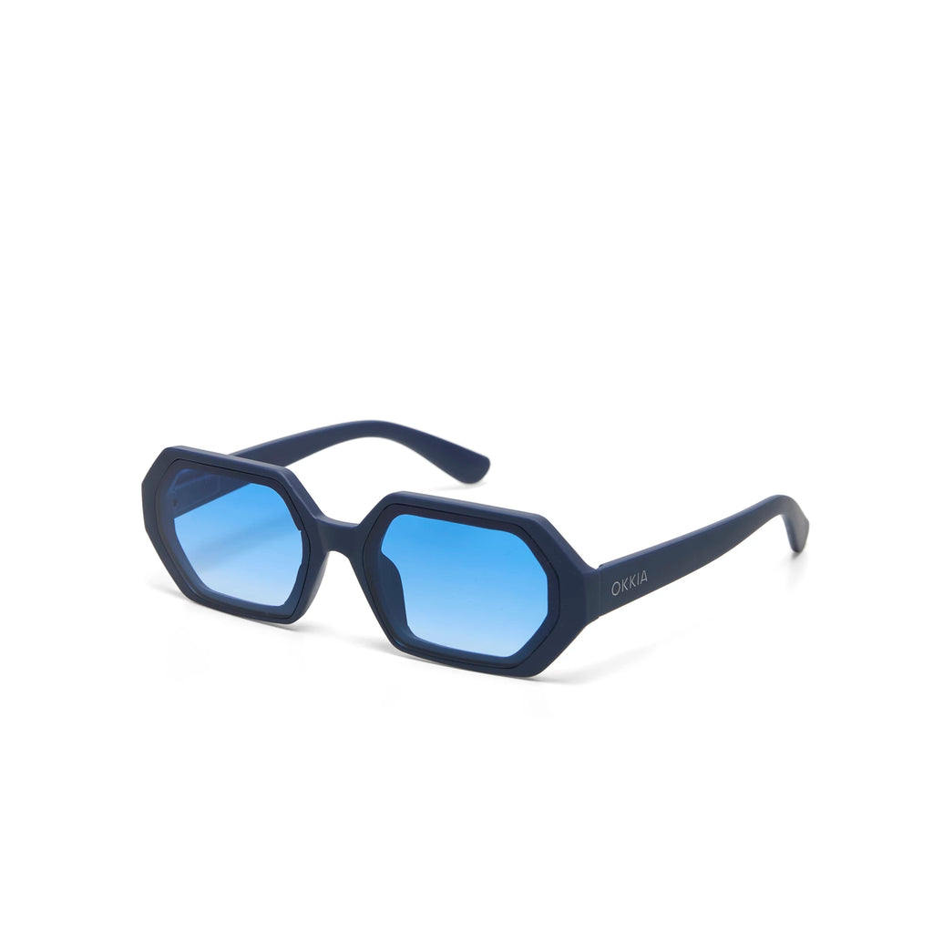 OKKIA Andrea Sunglasses - UV400 Protection Eyewear Designed in Italy - Unisex Fashion Sunglasses - Midnight Blue
