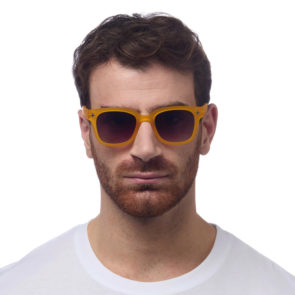 OKKIA Giovanni Sunglasses - UV400 Protection Eyewear Designed in Italy - Unisex Fashion Sunglasses - Yellow