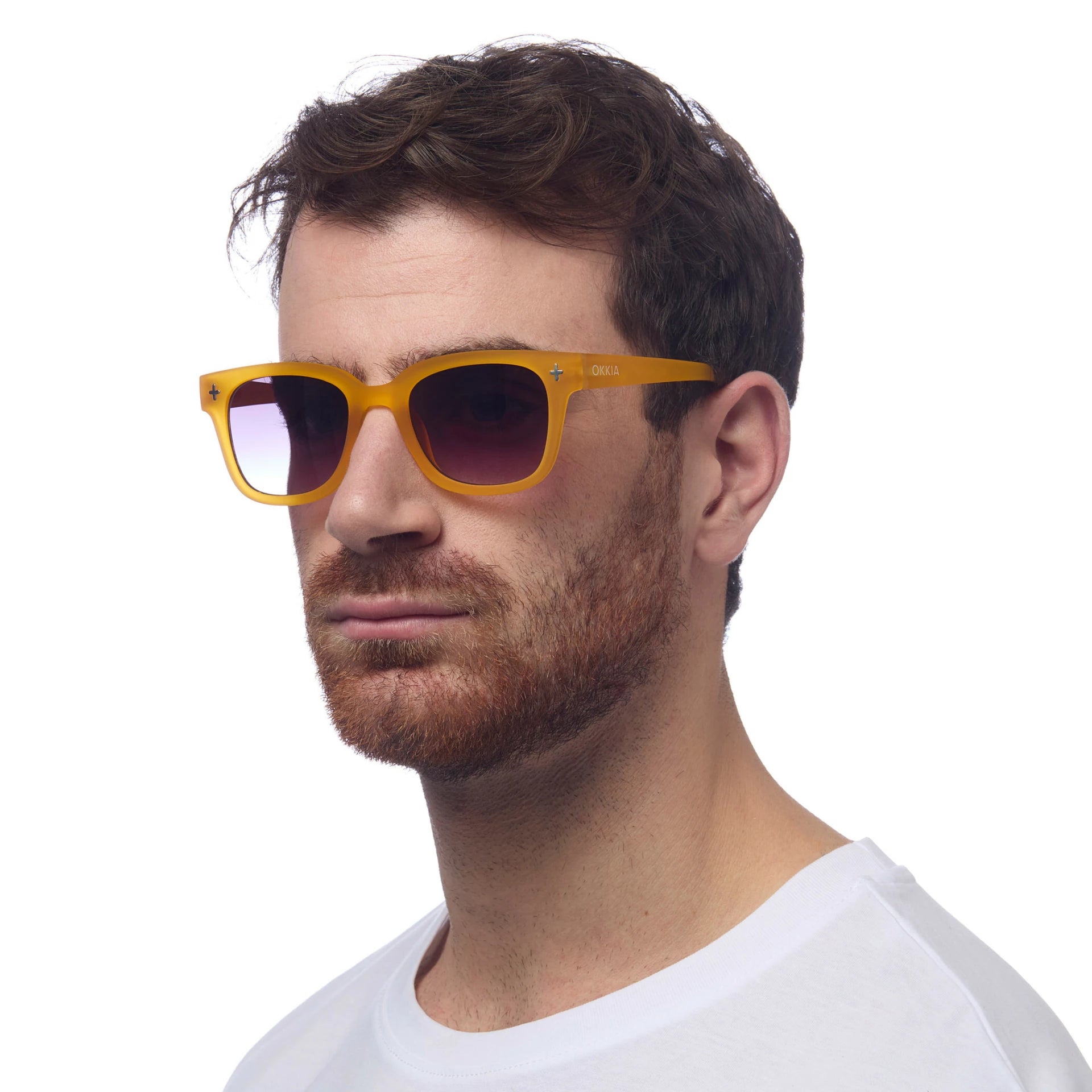 OKKIA Giovanni Sunglasses - UV400 Protection Eyewear Designed in Italy - Unisex Fashion Sunglasses - Yellow