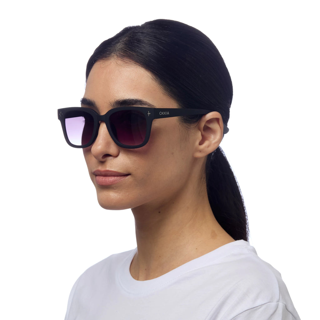 OKKIA Giovanni Sunglasses - UV400 Protection Eyewear Designed in Italy - Unisex Fashion Sunglasses - Black