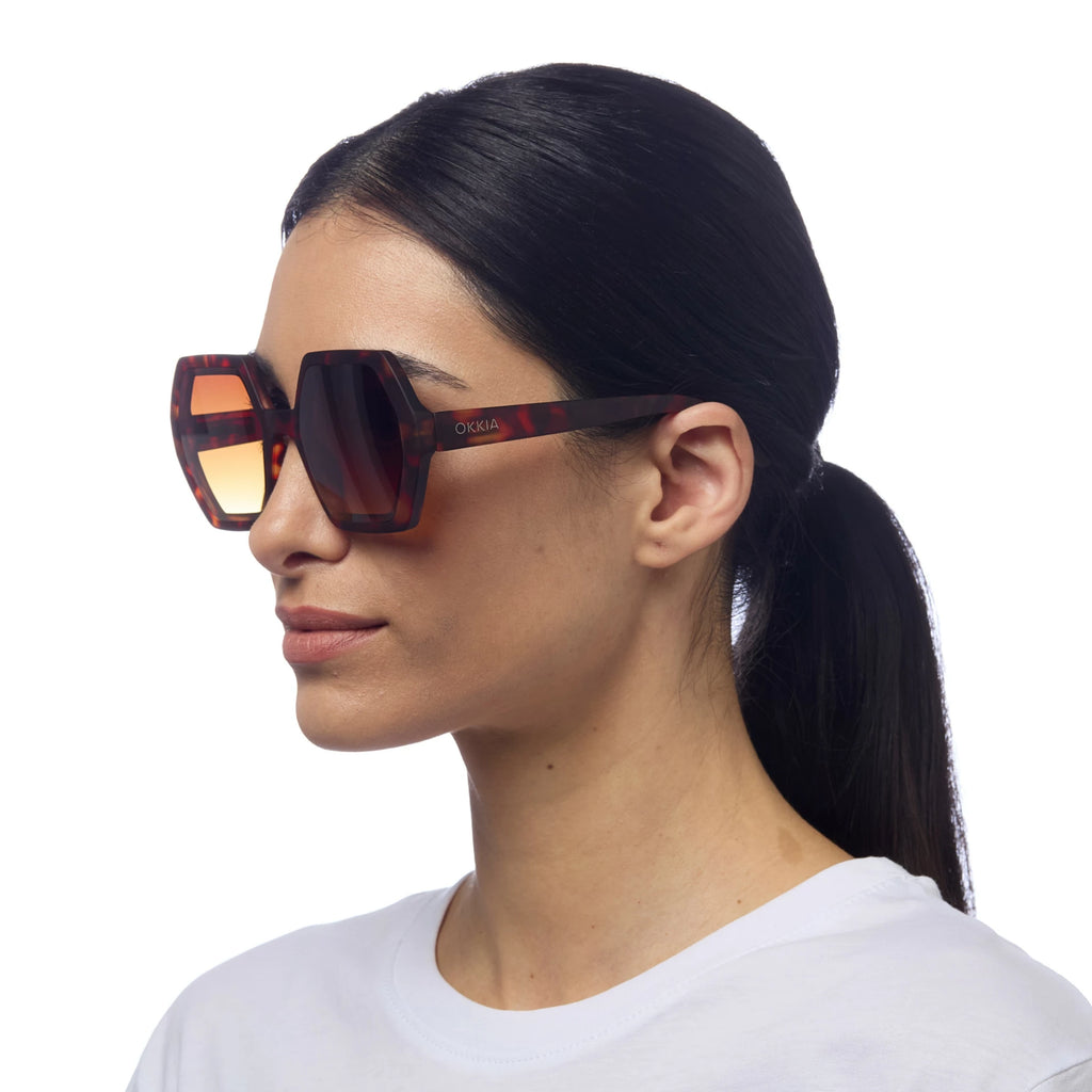 OKKIA Emma Sunglasses - UV400 Protection Eyewear Designed in Italy - Unisex Fashion Sunglasses - Havana