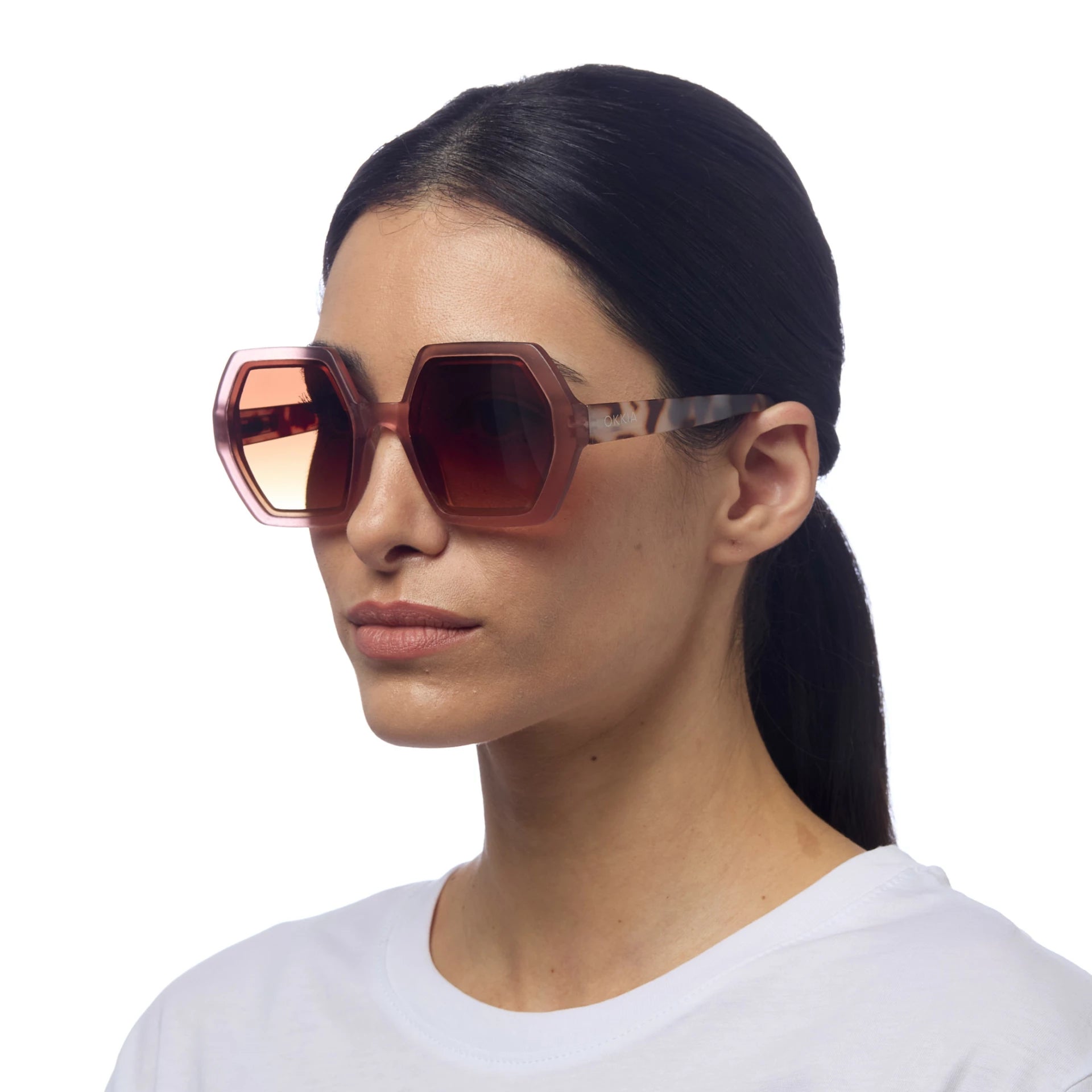 OKKIA Emma Sunglasses - UV400 Protection Eyewear Designed in Italy - Unisex Fashion Sunglasses - Pink Havana