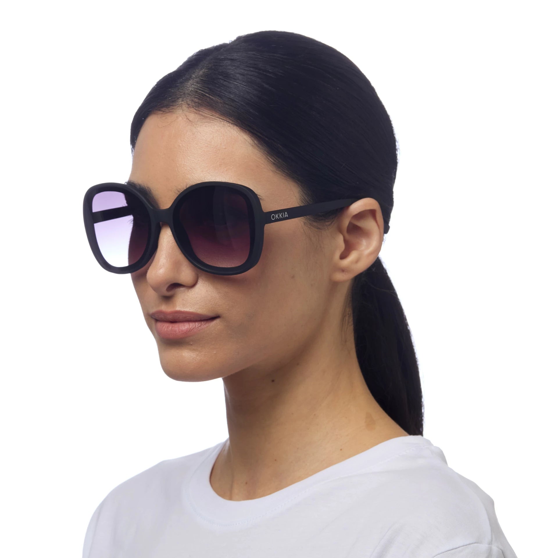 OKKIA Anna Butterfly Sunglasses - UV400 Protection Eyewear Designed in Italy - Unisex Fashion Sunglasses - Black