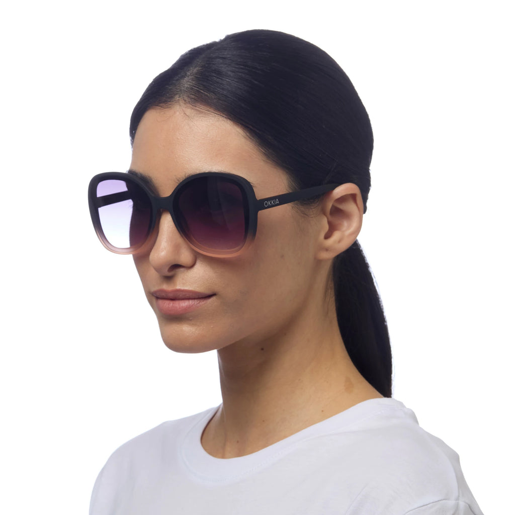 OKKIA Anna Butterfly Sunglasses - UV400 Protection Eyewear Designed in Italy - Unisex Fashion Sunglasses - Black Pink