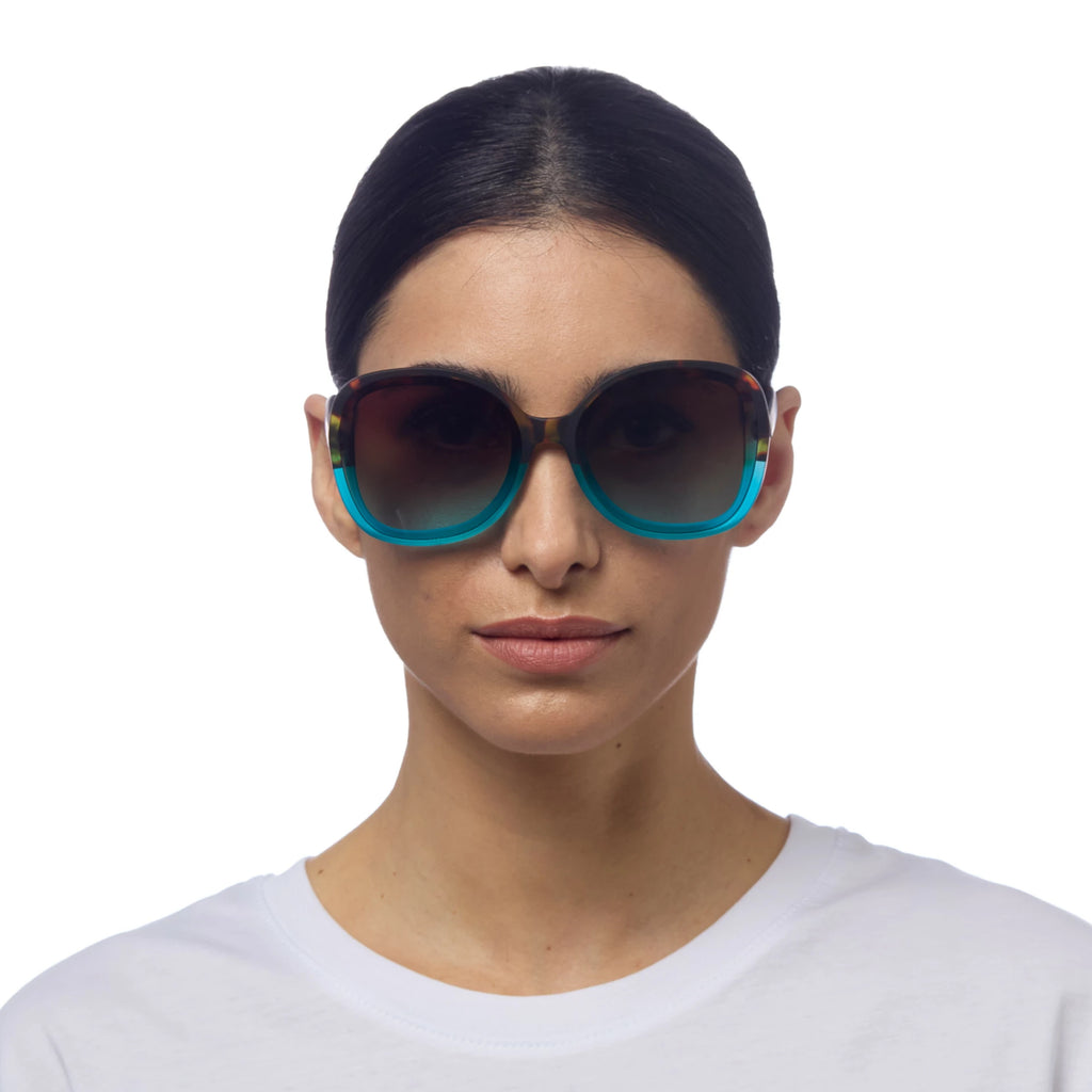 OKKIA Anna Butterfly Sunglasses - UV400 Protection Eyewear Designed in Italy - Unisex Fashion Sunglasses - Havana Blue