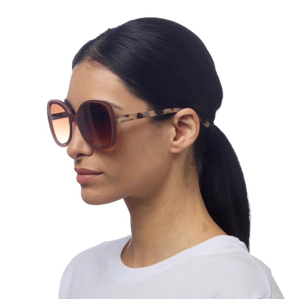 OKKIA Anna Butterfly Sunglasses - UV400 Protection Eyewear Designed in Italy - Unisex Fashion Sunglasses - Pink Havana