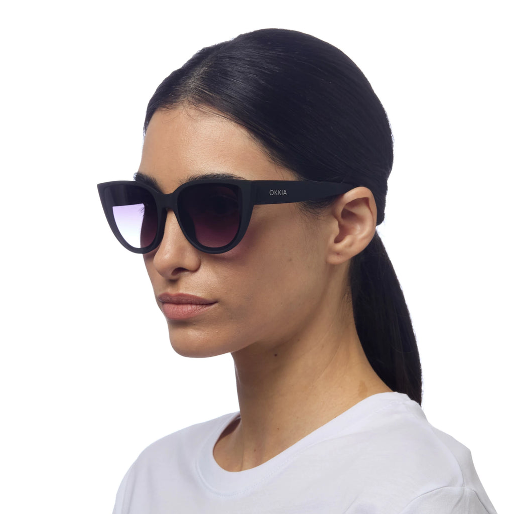 OKKIA Silvia Sunglasses - UV400 Protection Eyewear Designed in Italy - Unisex Fashion Sunglasses - Black