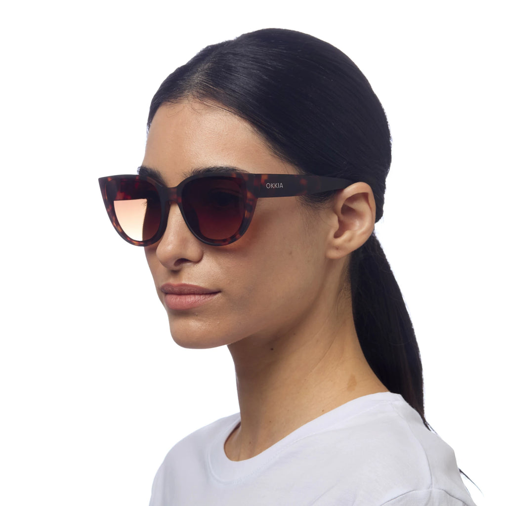 OKKIA Silvia Sunglasses - UV400 Protection Eyewear Designed in Italy - Unisex Fashion Sunglasses - Havana