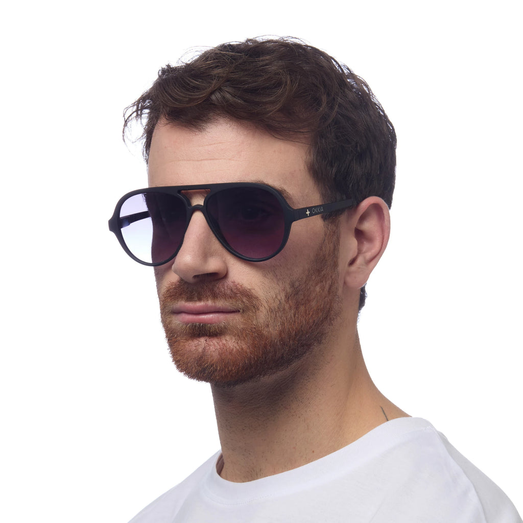 OKKIA Alessio Sunglasses - UV400 Protection Eyewear Designed in Italy - Unisex Fashion Sunglasses - Black