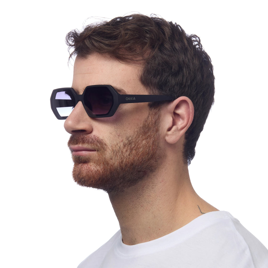 OKKIA Andrea Sunglasses - UV400 Protection Eyewear Designed in Italy - Unisex Fashion Sunglasses - Black