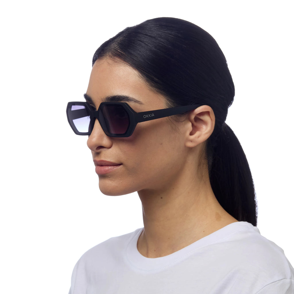 OKKIA Andrea Sunglasses - UV400 Protection Eyewear Designed in Italy - Unisex Fashion Sunglasses - Black