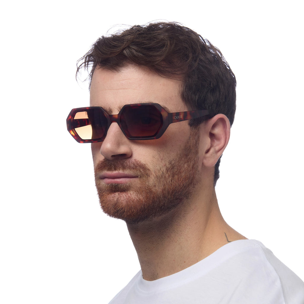 OKKIA Andrea Sunglasses - UV400 Protection Eyewear Designed in Italy - Unisex Fashion Sunglasses - Havana