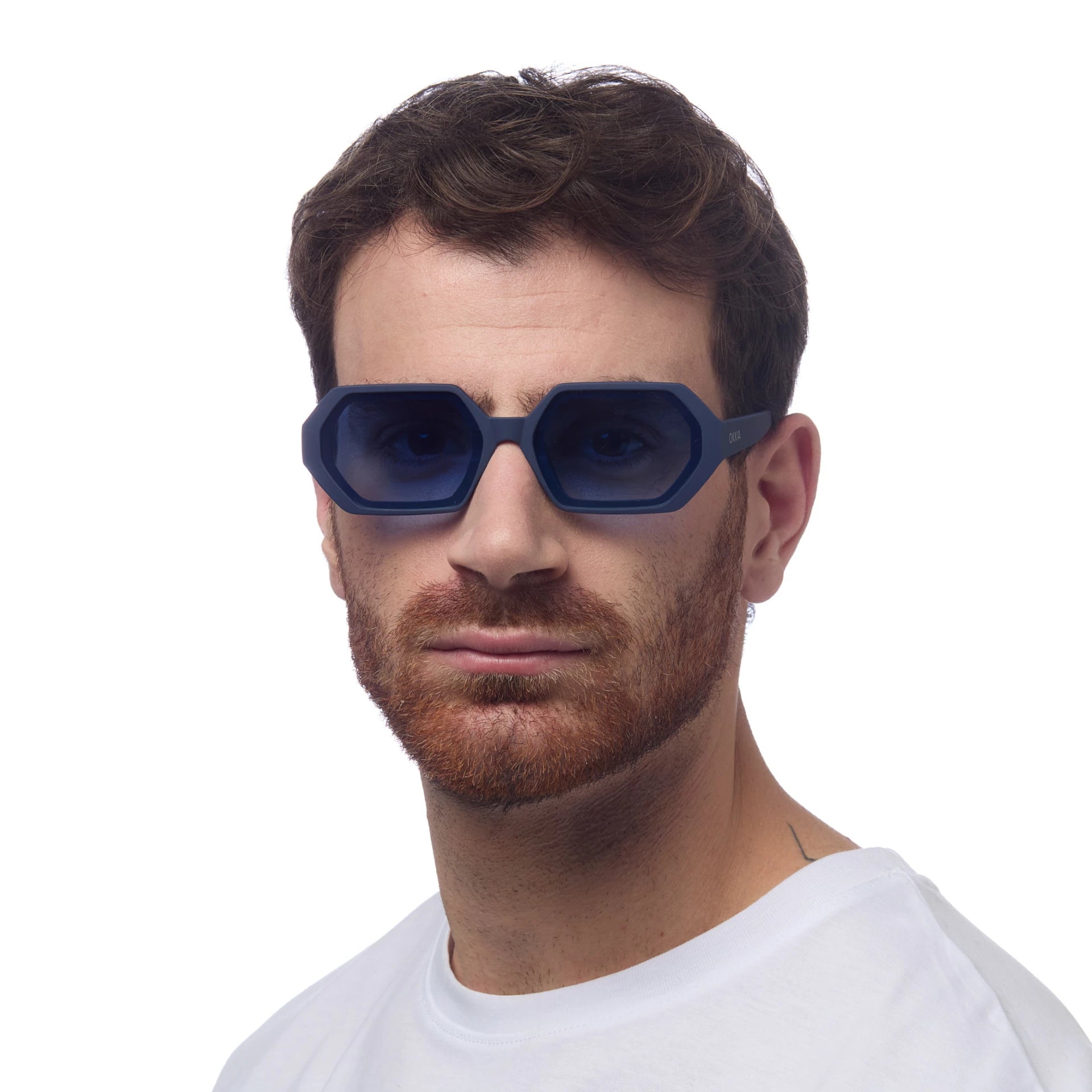 OKKIA Andrea Sunglasses - UV400 Protection Eyewear Designed in Italy - Unisex Fashion Sunglasses - Midnight Blue