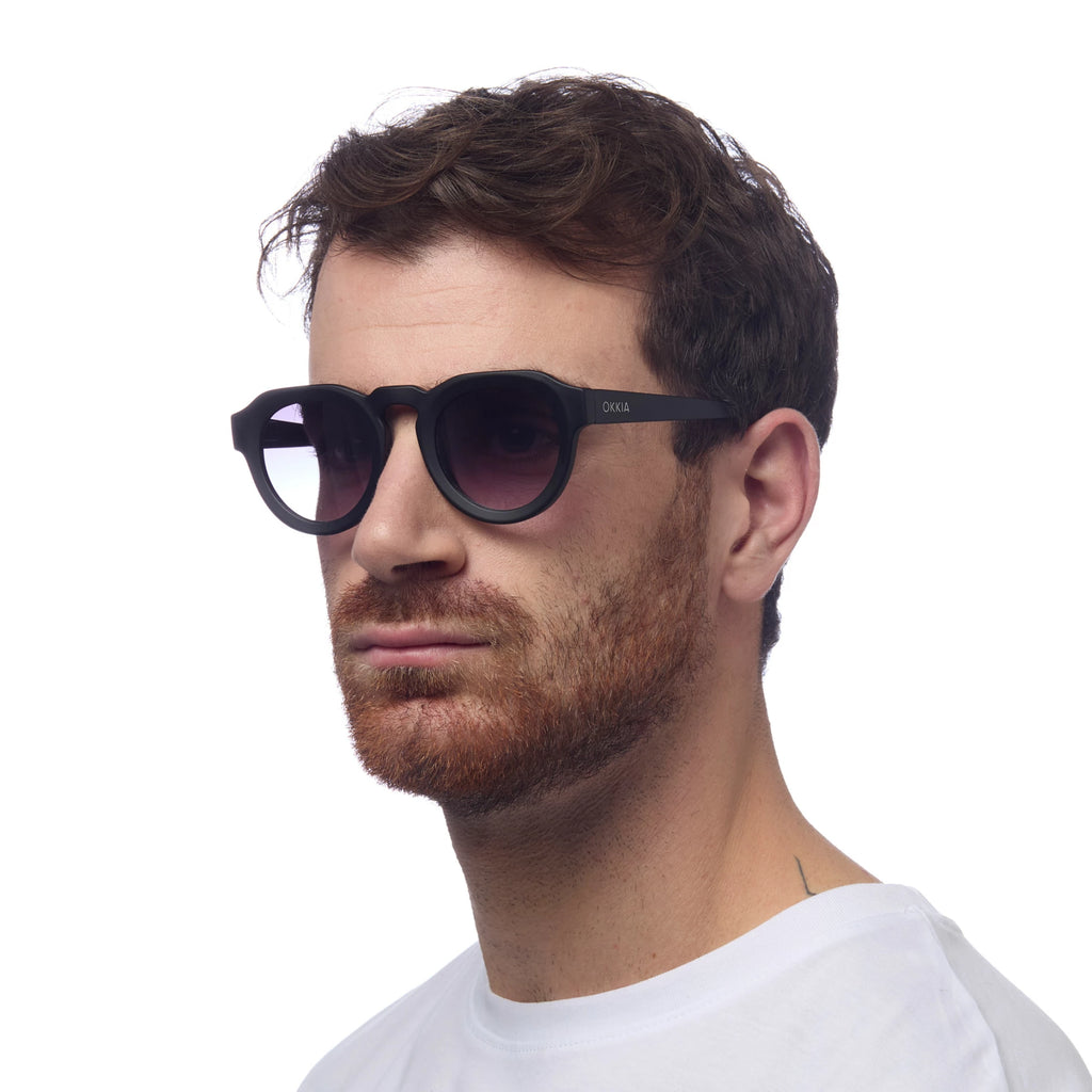 OKKIA Zeno Sunglasses - UV400 Protection Eyewear Designed in Italy - Unisex Fashion Sunglasses - Black