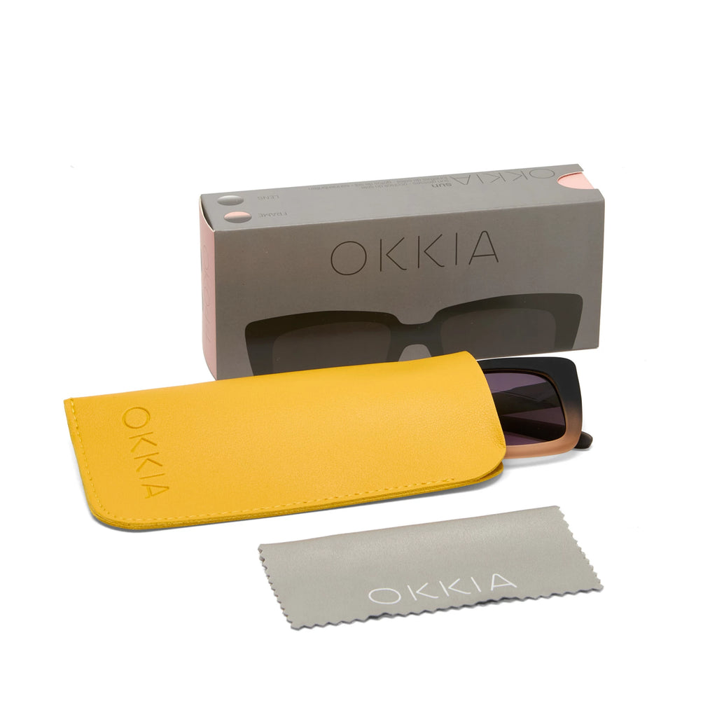OKKIA Elba Sunglasses - UV400 Protection Eyewear Designed in Italy - Unisex Fashion Sunglasses - Black Pink