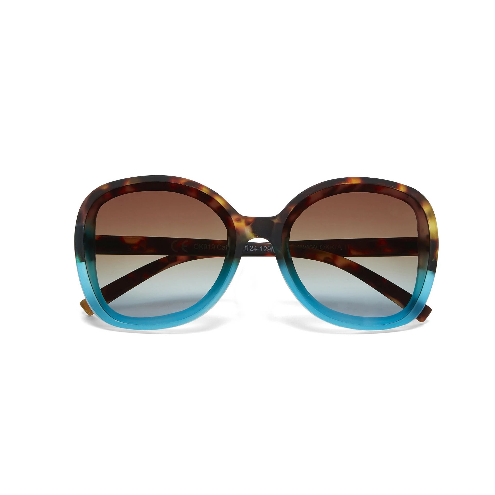 OKKIA Anna Butterfly Sunglasses - UV400 Protection Eyewear Designed in Italy - Unisex Fashion Sunglasses - Havana Blue