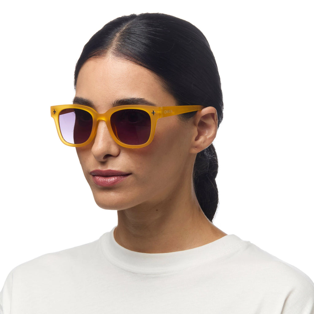 OKKIA Giovanni Sunglasses - UV400 Protection Eyewear Designed in Italy - Unisex Fashion Sunglasses - Yellow