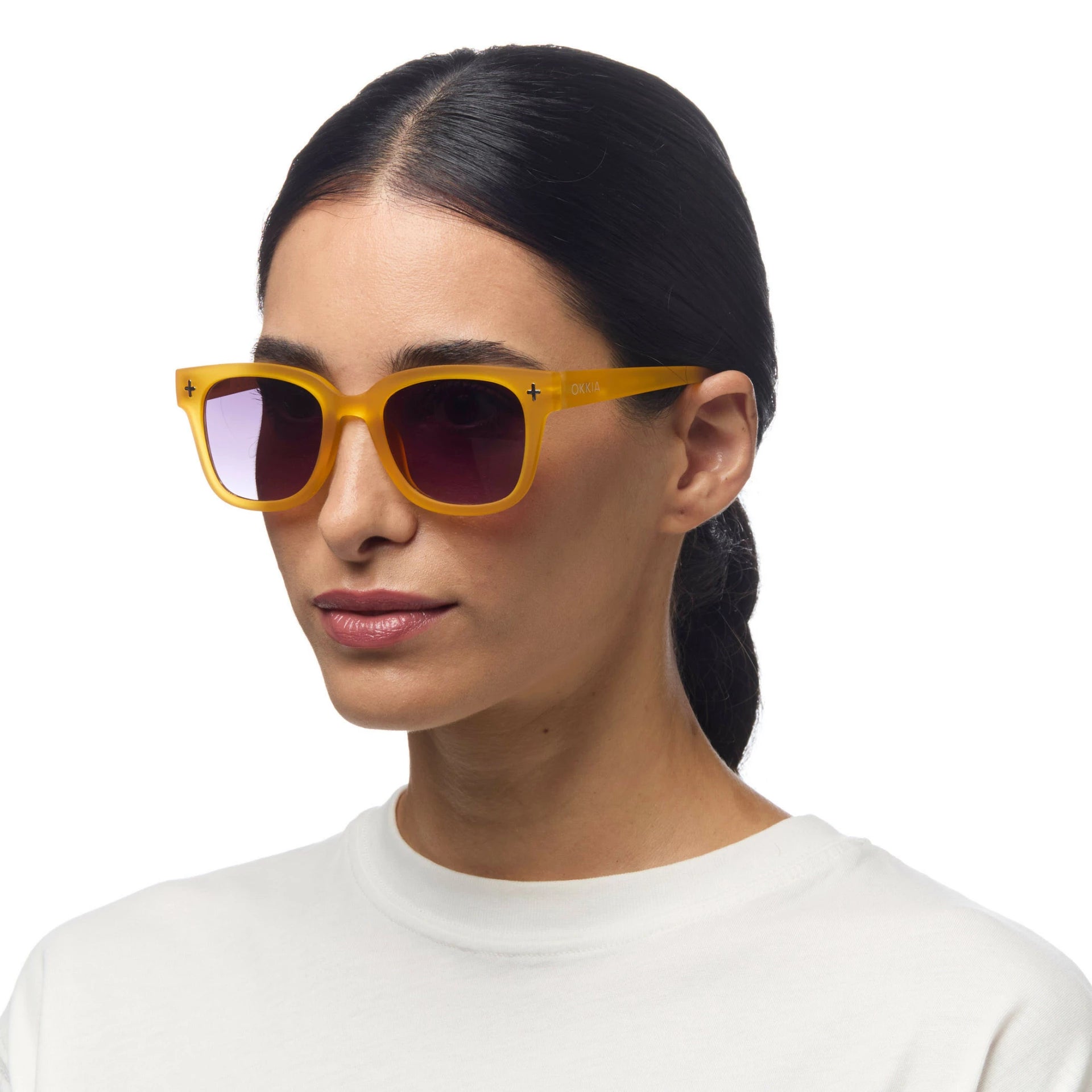 OKKIA Giovanni Sunglasses - UV400 Protection Eyewear Designed in Italy - Unisex Fashion Sunglasses - Yellow
