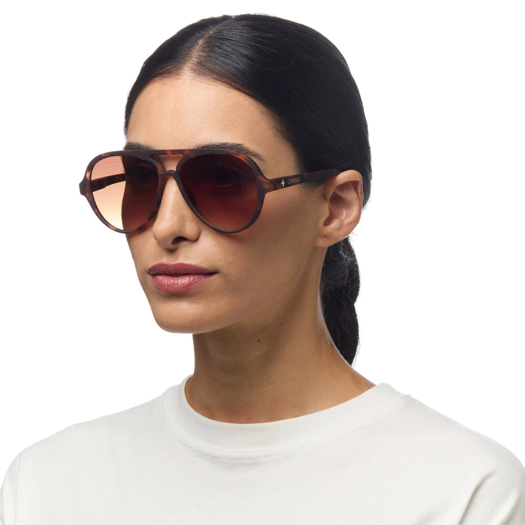 OKKIA Alessio Sunglasses - UV400 Protection Eyewear Designed in Italy - Unisex Fashion Sunglasses - Havana