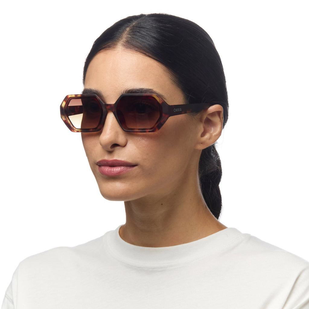 OKKIA Andrea Sunglasses - UV400 Protection Eyewear Designed in Italy - Unisex Fashion Sunglasses - Havana