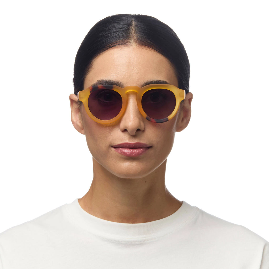 OKKIA Zeno Sunglasses - UV400 Protection Eyewear Designed in Italy - Unisex Fashion Sunglasses - Yellow Havana