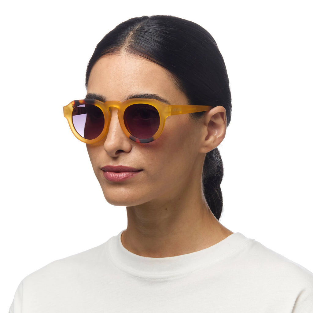 OKKIA Zeno Sunglasses - UV400 Protection Eyewear Designed in Italy - Unisex Fashion Sunglasses - Yellow Havana