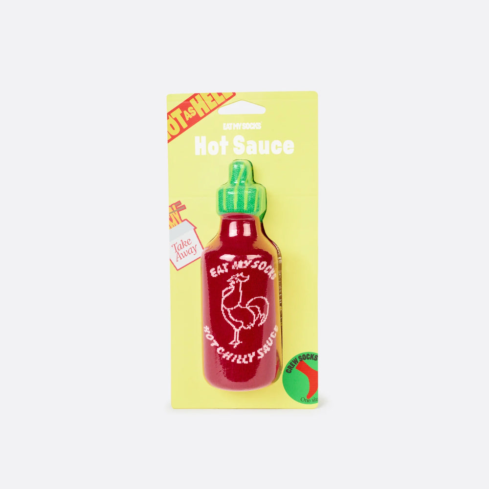 Eat My Socks Sriracha Novelty Crew Socks - Funny Food Design Casual Socks for Men Women - Comfortable All-Day Wear Gift Socks