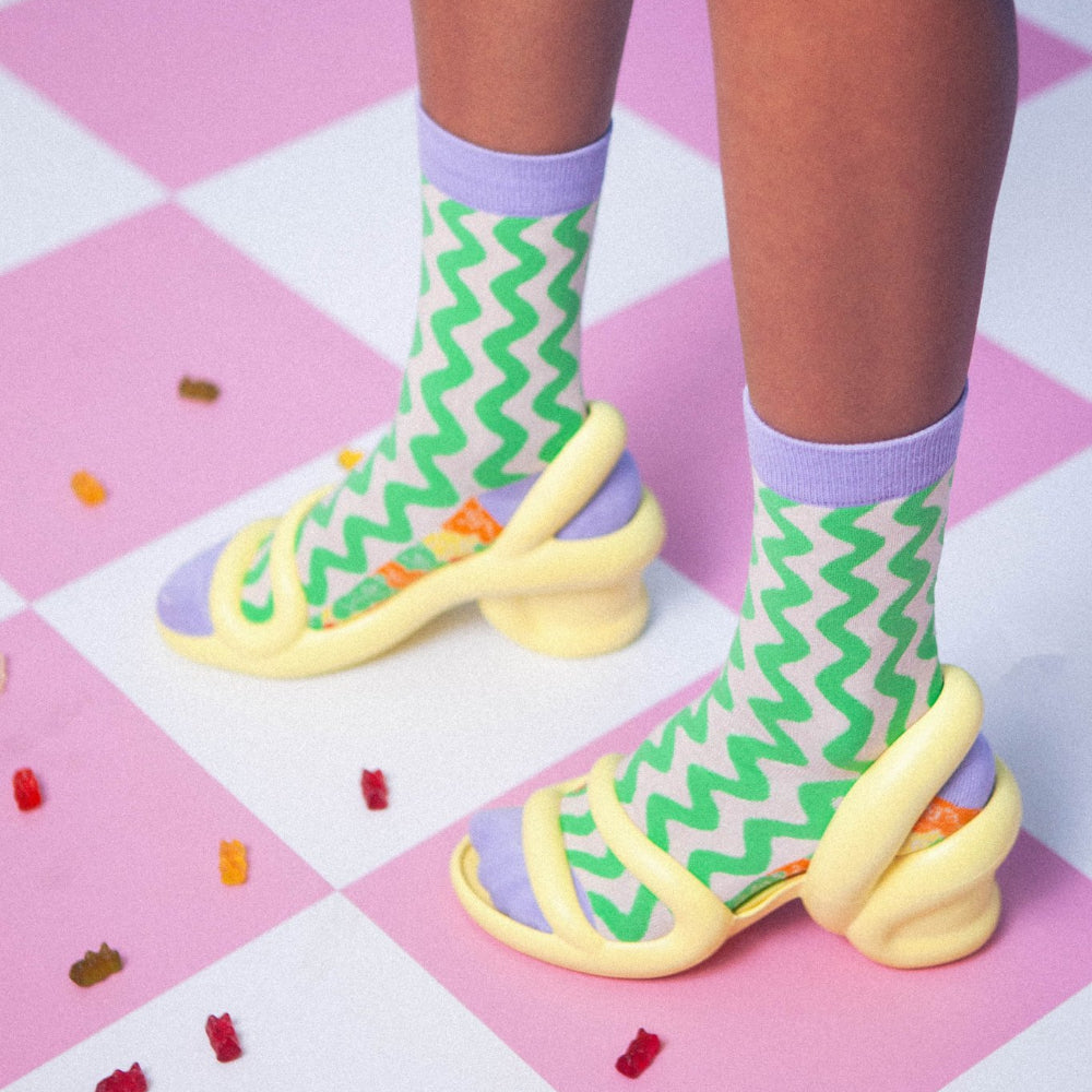 Eat My Socks Jelly Bears Novelty Crew Socks - Funny Food Design Casual Socks for Men Women - Comfortable All-Day Wear Gift Socks