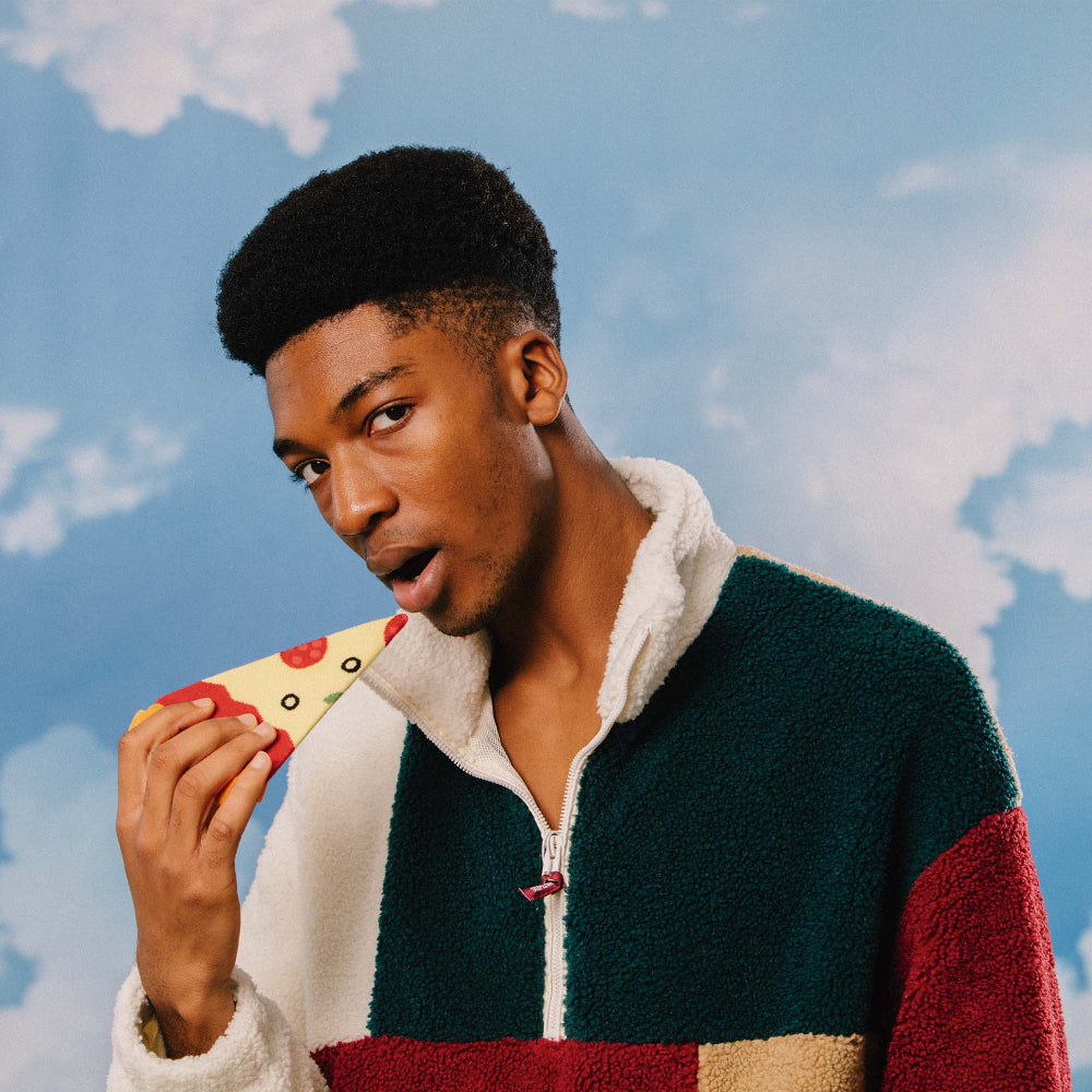 Eat My Socks Napoli Pizza Slice Novelty Crew Socks - Funny Food Design Casual Socks for Men Women - Comfortable All-Day Wear Gift Socks