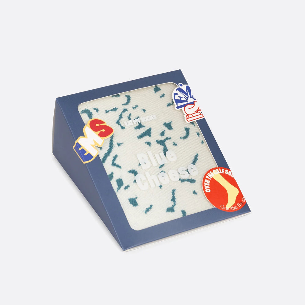 Eat My Socks Blue Cheese Novelty Crew Socks - Funny Food Design Casual Socks for Men Women - Comfortable All-Day Wear Gift Socks