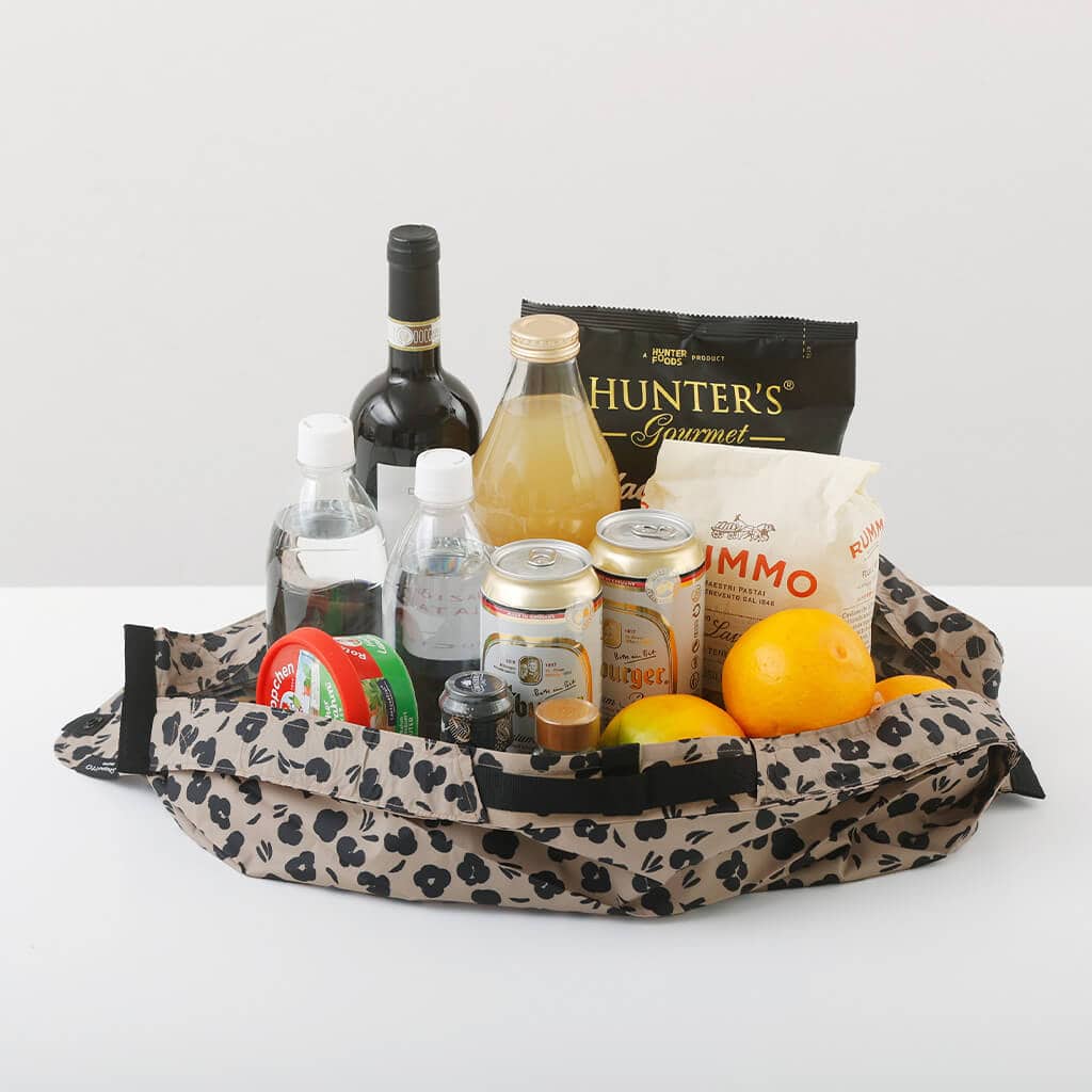 Shupatto Compact Foldable Shopping Bag with Easy Storage - Paw Marks, Medium (15L)