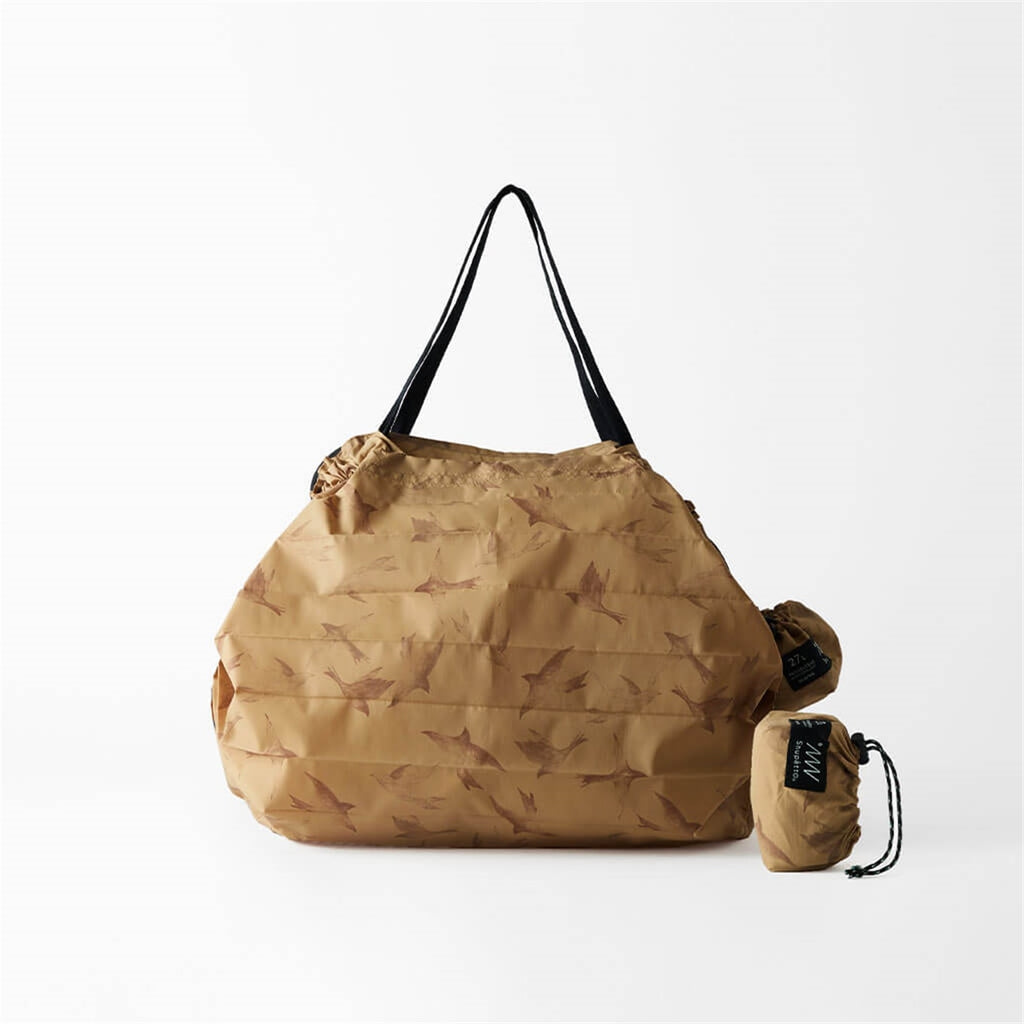 Shupatto Compact Packable Shopping Bag with Easy Storage - Flying Birds, Large (27L)