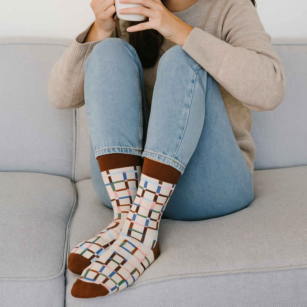 Eat My Socks Café Latte Novelty Crew Socks - Funny Food Design Casual Socks for Men Women - Comfortable All-Day Wear Gift Socks