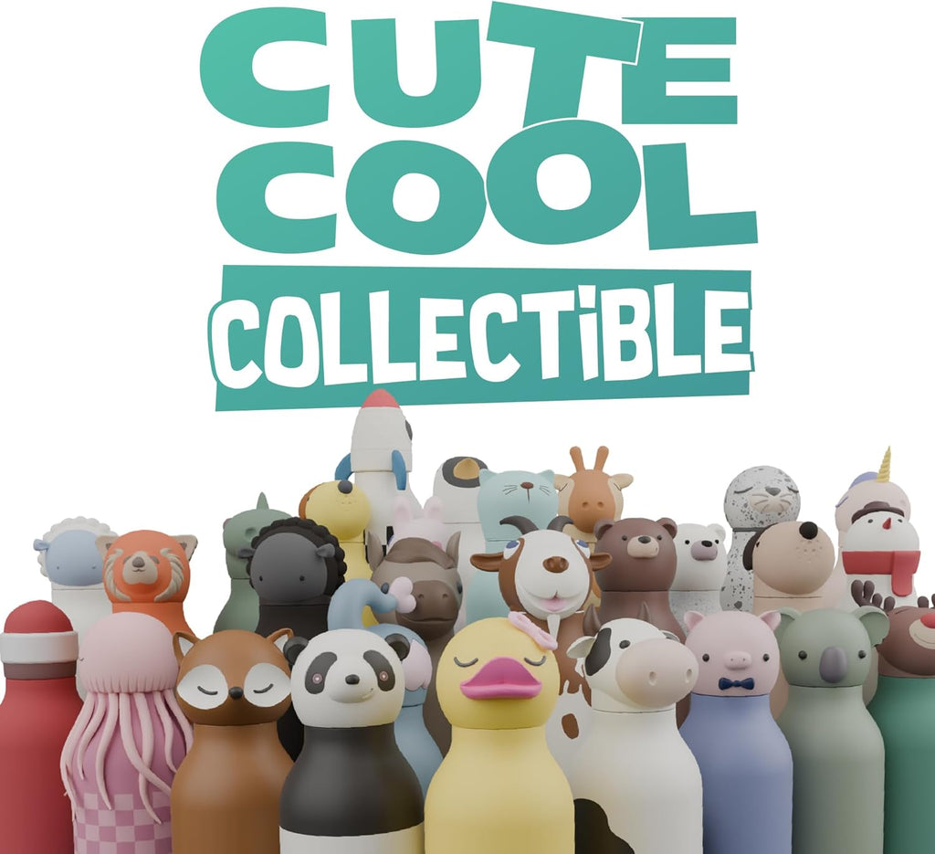 ASOBU Bestie Water Bottle — 16oz (460ml) Vacuum Insulated with Flexible Straw (Kitty Cat)