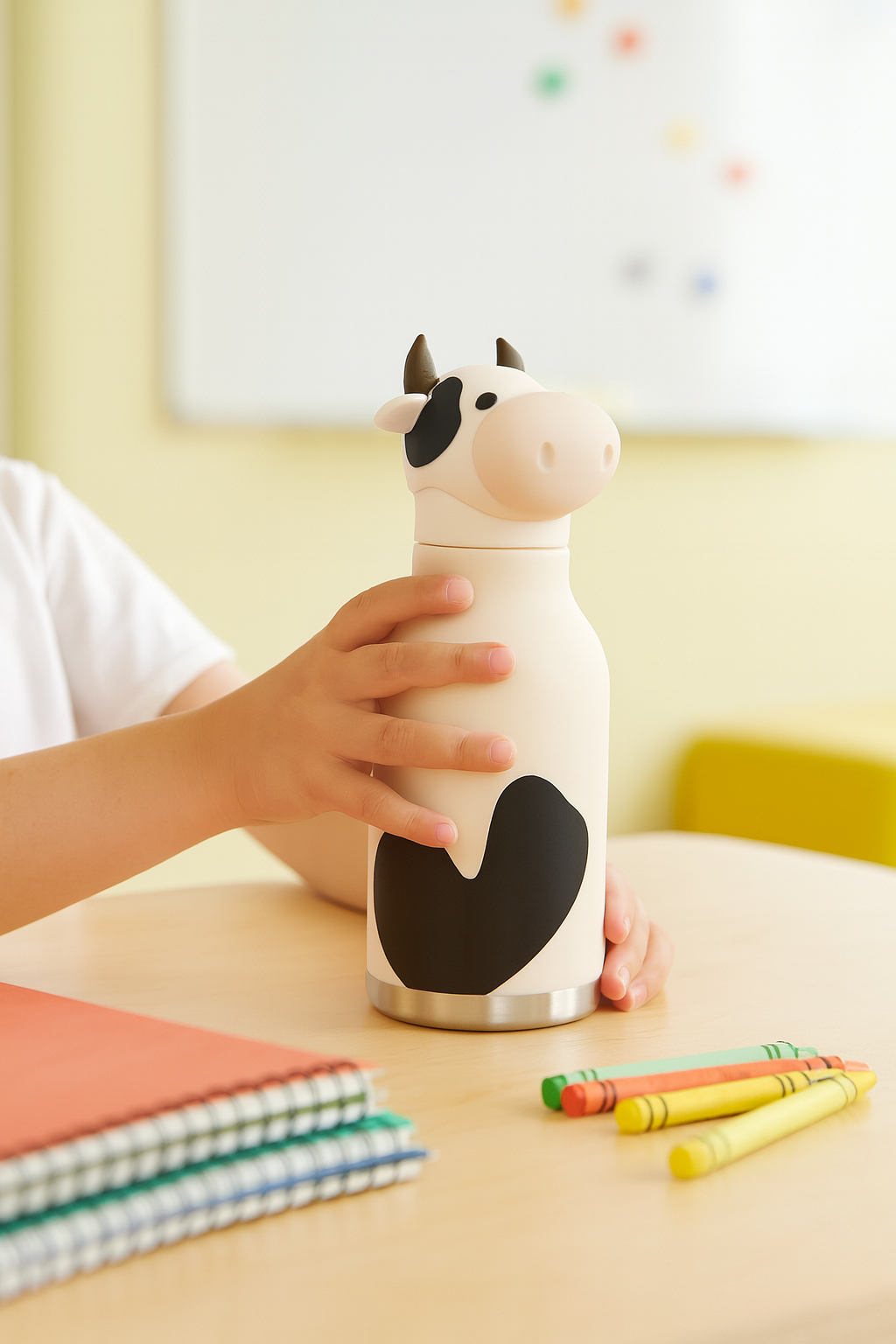 ASOBU Bestie Water Bottle — 16oz (460ml) Vacuum Insulated with Flexible Straw (Moo-nificent Cow)