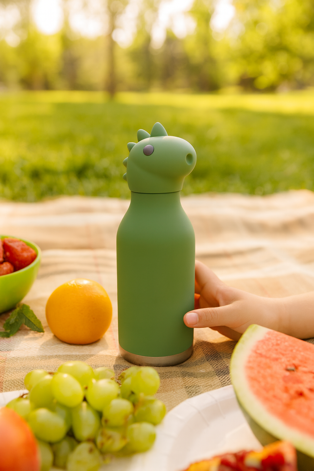 ASOBU Bestie Water Bottle — 16oz (460ml) Vacuum Insulated with Flexible Straw (Mighty Dino)