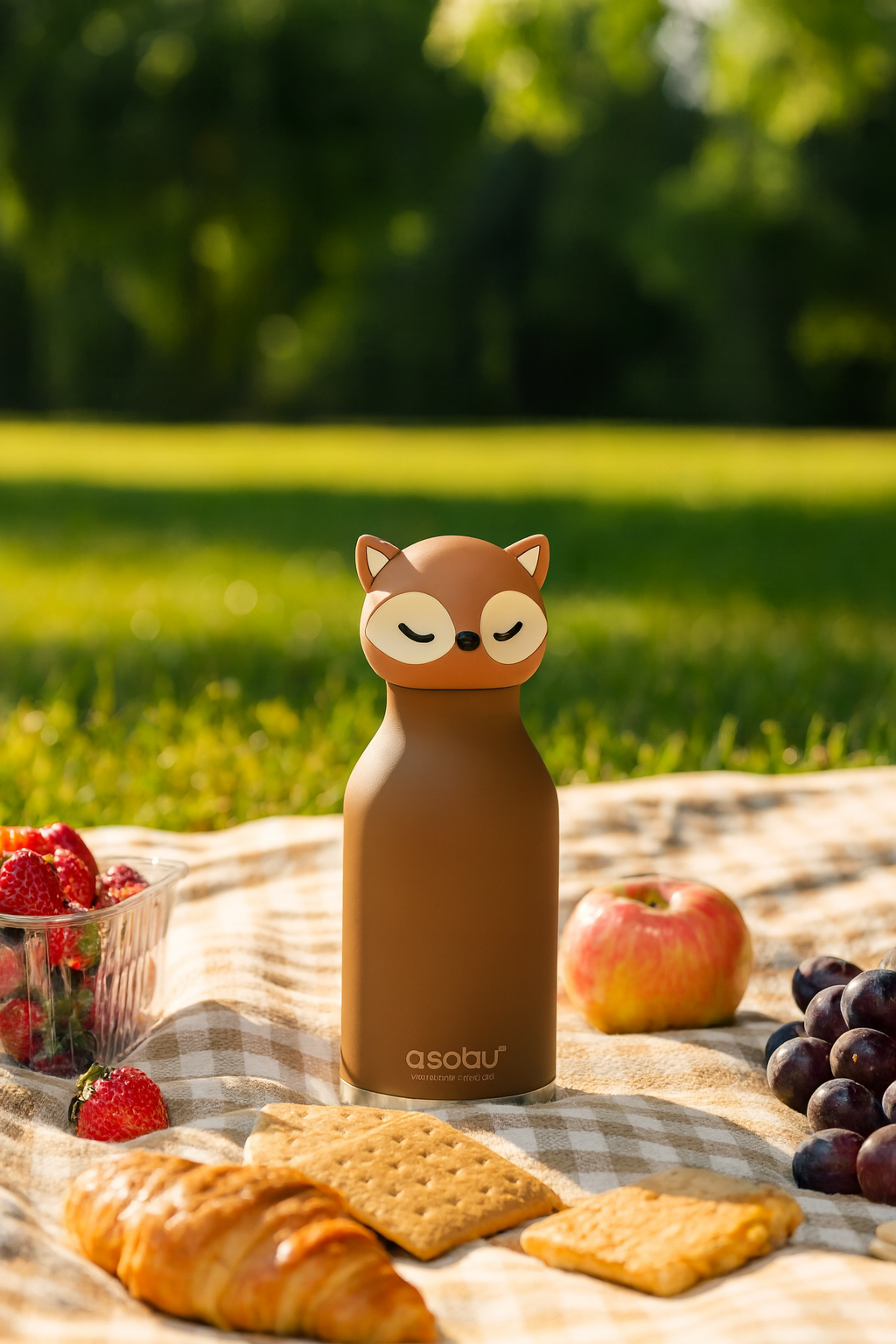ASOBU Bestie Water Bottle — 16oz (460ml) Vacuum Insulated with Flexible Straw (Feisty Fox)