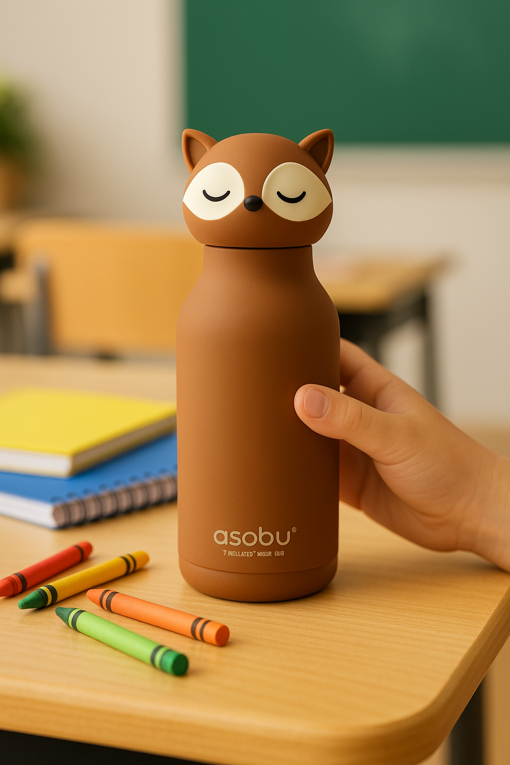 ASOBU Bestie Water Bottle — 16oz (460ml) Vacuum Insulated with Flexible Straw (Feisty Fox)