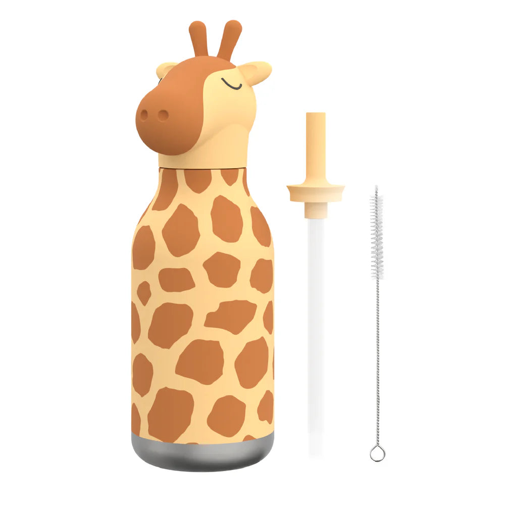 ASOBU Bestie Water Bottle — 16oz (460ml) Vacuum Insulated with Flexible Straw (Sky-high Giraffe)