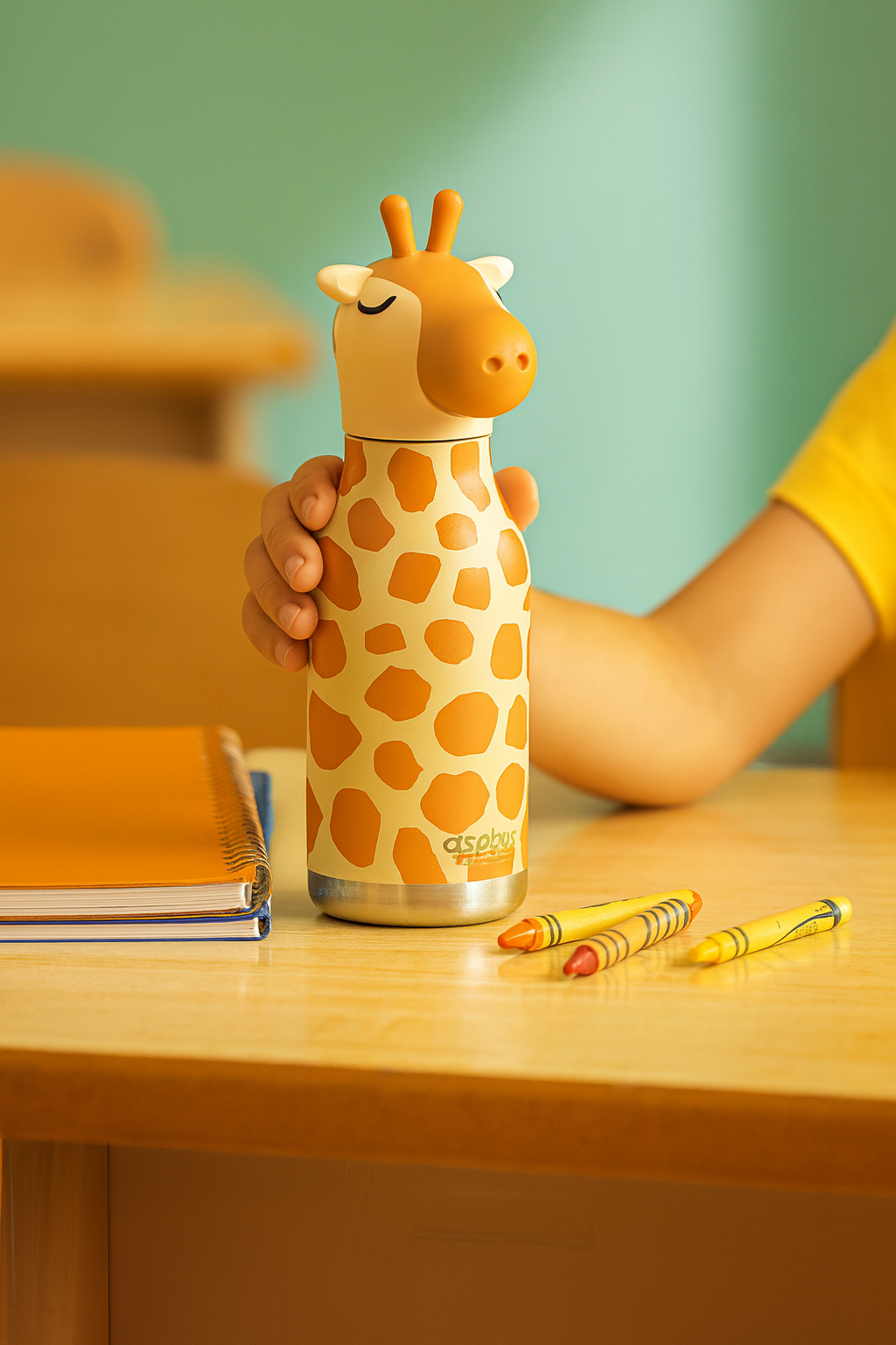 ASOBU Bestie Water Bottle — 16oz (460ml) Vacuum Insulated with Flexible Straw (Sky-high Giraffe)