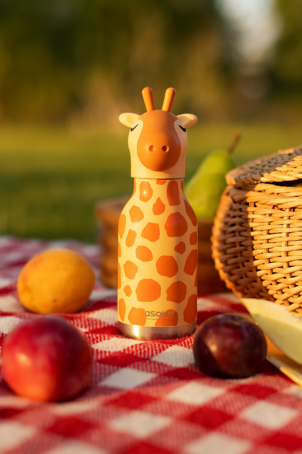 ASOBU Bestie Water Bottle — 16oz (460ml) Vacuum Insulated with Flexible Straw (Sky-high Giraffe)