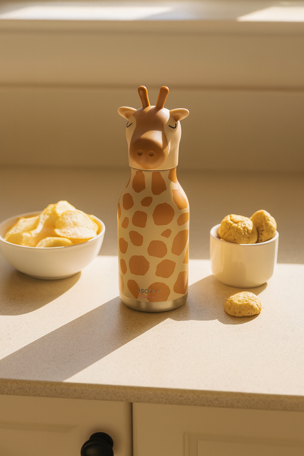 ASOBU Bestie Water Bottle — 16oz (460ml) Vacuum Insulated with Flexible Straw (Sky-high Giraffe)